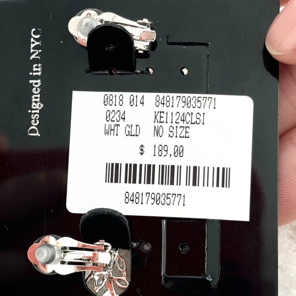 NWT Marquise Cubic Zirconia Kenneth Jay Lane White Gold Spiral Foliage Clip Ons - Picture 7 of 10